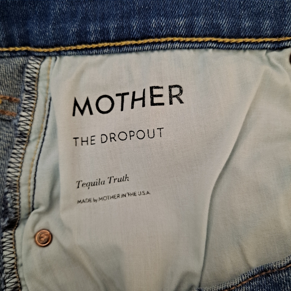 Mother Dark Blue Tequila Truth Denim The Dropout Cotton Blend Jeans USA Size 28 - Picture 8 of 12